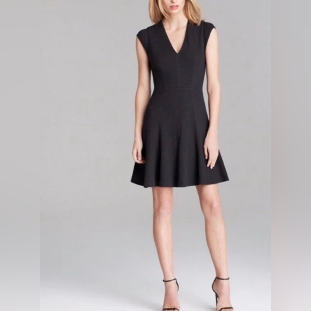Rebecca Taylor black textured fit-and-flare dress